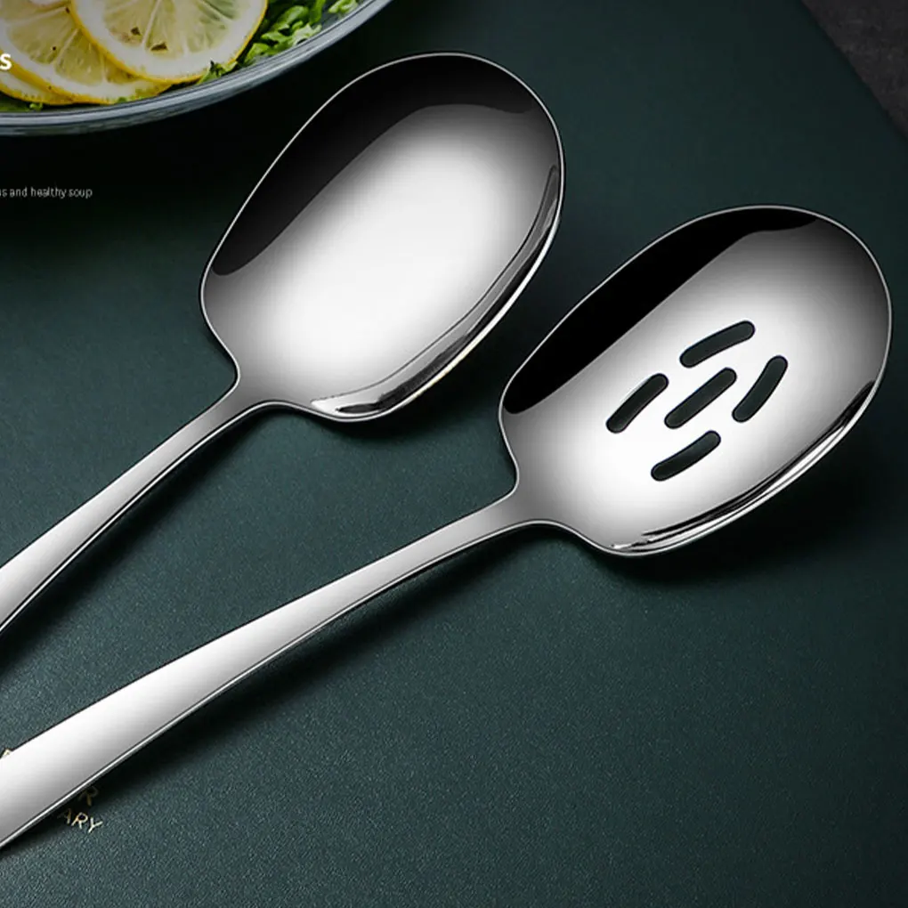

2pcs Dishwasher Serving Safe Spoon Set Easy To Clean Stainless Steel Lightweight And Compact