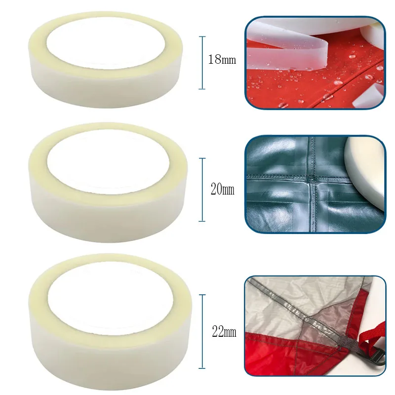 1ม้วนยาว20เมตรและกว้าง18/20/22มม. กันน้ำตะเข็บเทปซีลผ้า PU เคลือบเครื่องแต่งกายเครื่องแต่งกายเครื่องแต่งกายเต็นท์กลางแจ้งเครื่องมือ