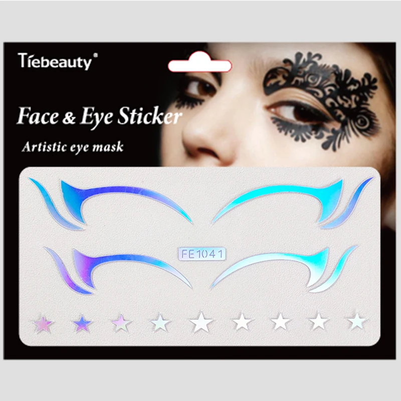 Laser Face Adesivos para Mulheres, Tatuagem Temporária, Adesivo de Maquiagem Olhos Coloridos, Festa Glitter Eye Decal, Menina, Arte Feminina,