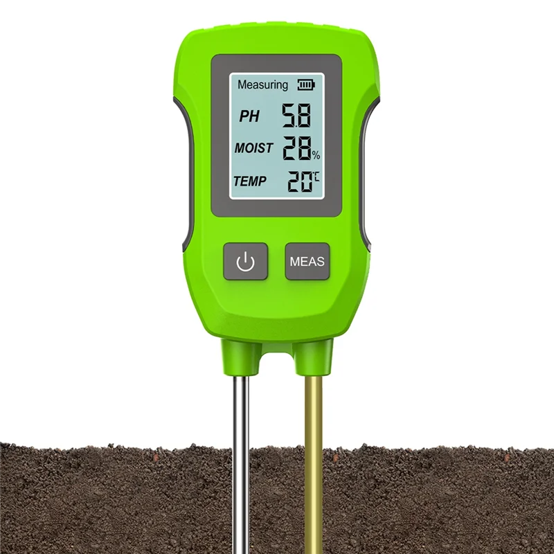 

BAAR-3 In 1 Soil Tester PH/Moisture/Temp Digital LCD Meter Heat-Resistant Metal Sensor Monitor For Flower Plants Gardening