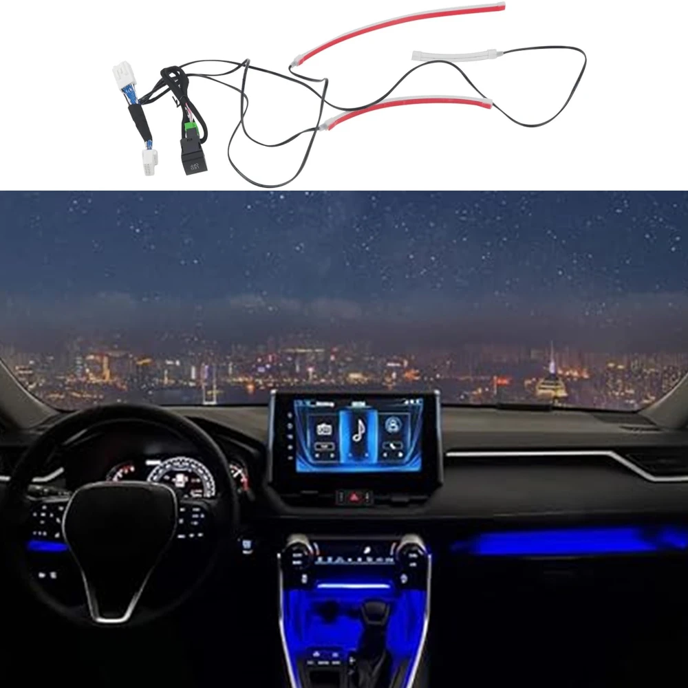Fit for Toyota RAV4 2019-2024 Blue Dashboard Console Light Stripe with On Off Switch