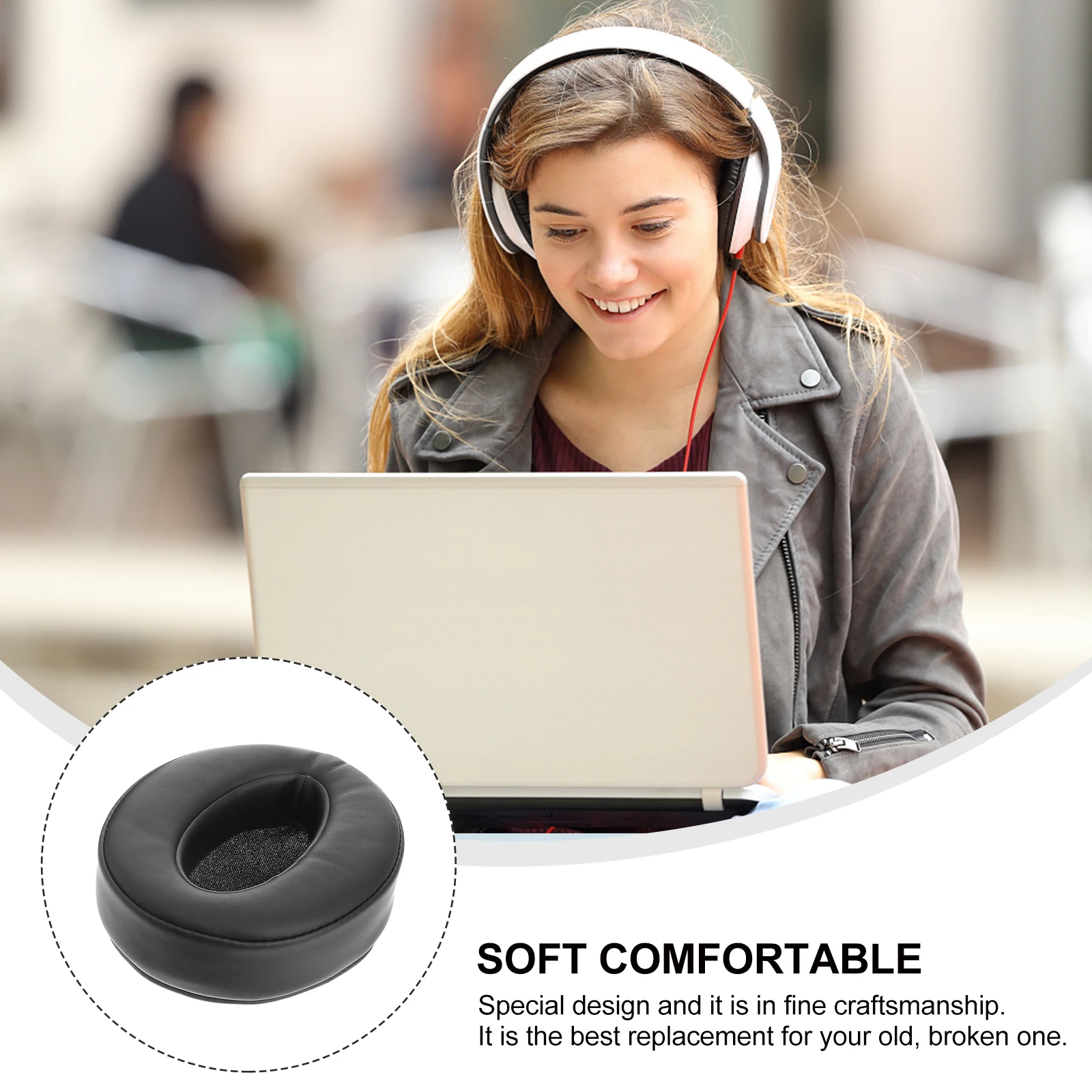 

2 Pcs Headset Earmuffs Cushion Replacement Cover Headphone Earpads Black Covers