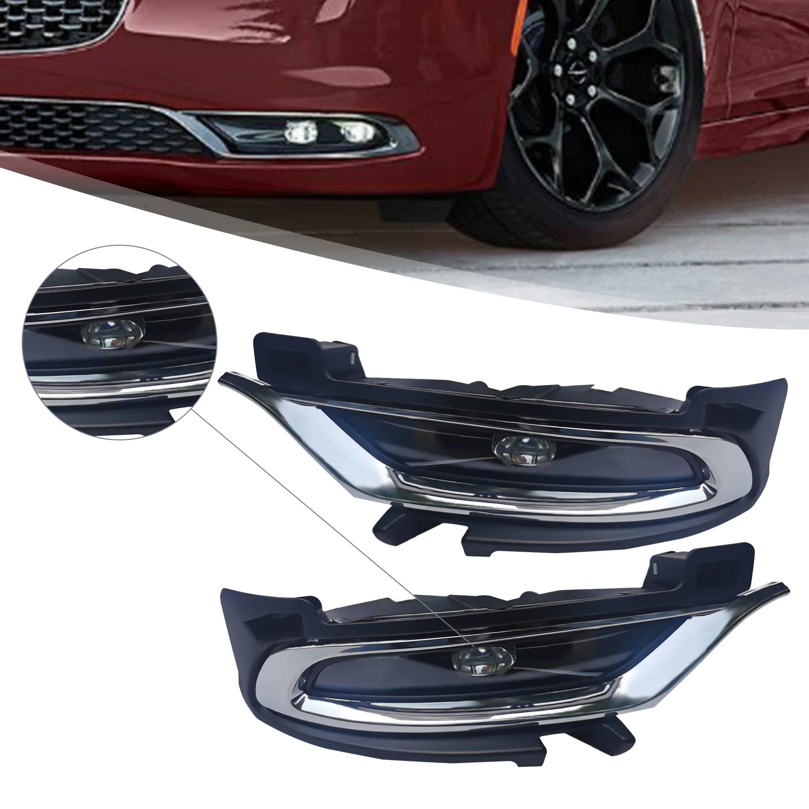 

1 пара светодиодных хромированных противотуманных фар, лампы переднего бампера с переключателем для Chrysler 300 2015-2021 гг.