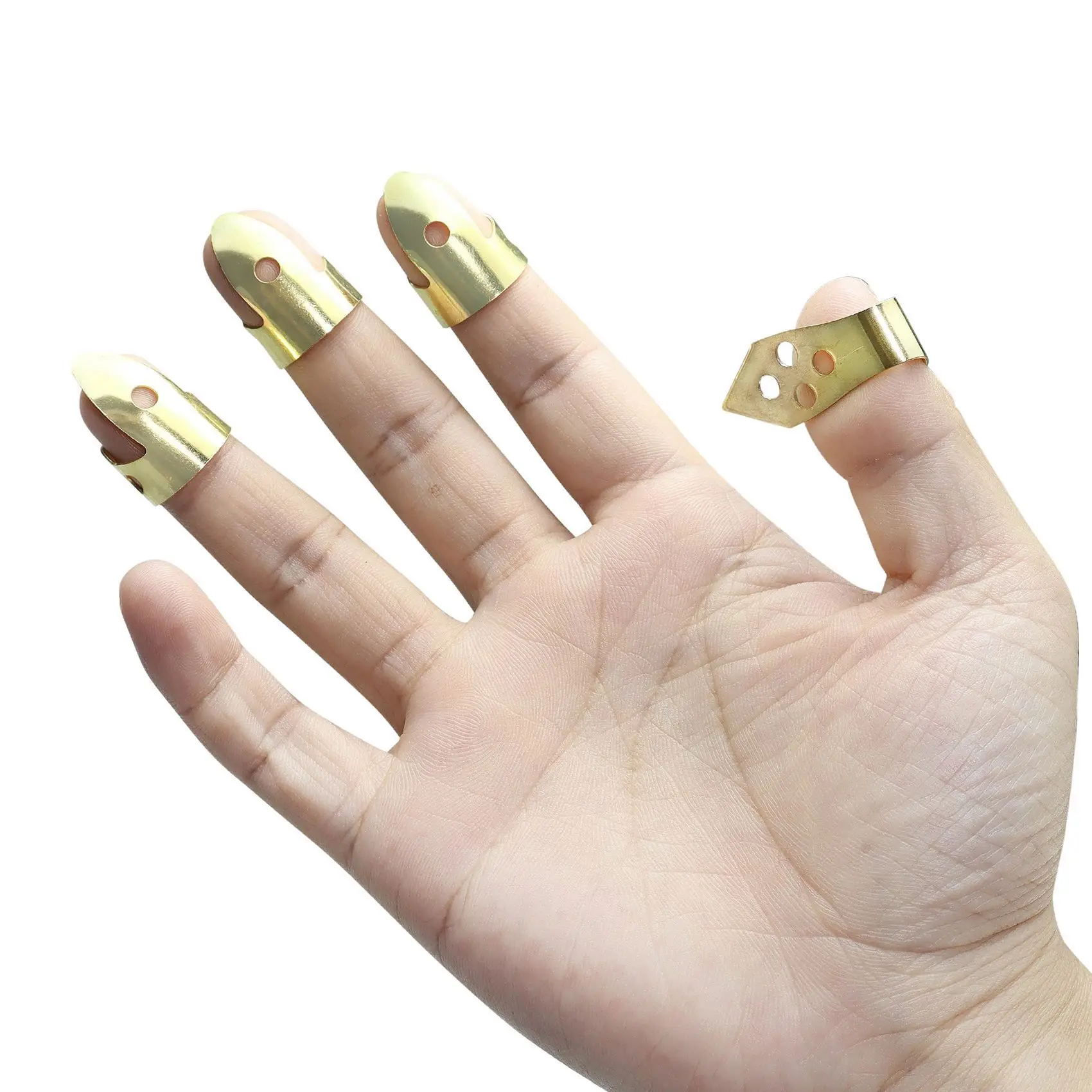 

FSTE-Guitar Finger Picks 6 Index Fingers + 2 Thumb Adjustable Metal Banjo Fingerstyle Pick Finger Protector