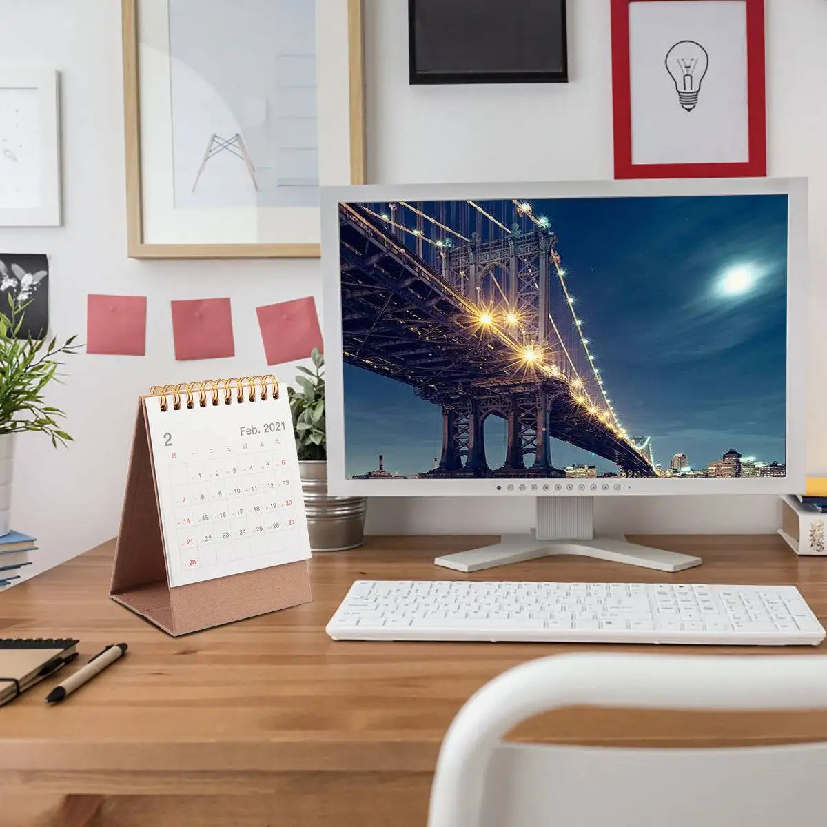 

2021 Standing Desk Calendar Triangular Folding Paper Calendar with Monthly Layout Holiday Reminder for Office Home Decor Memo