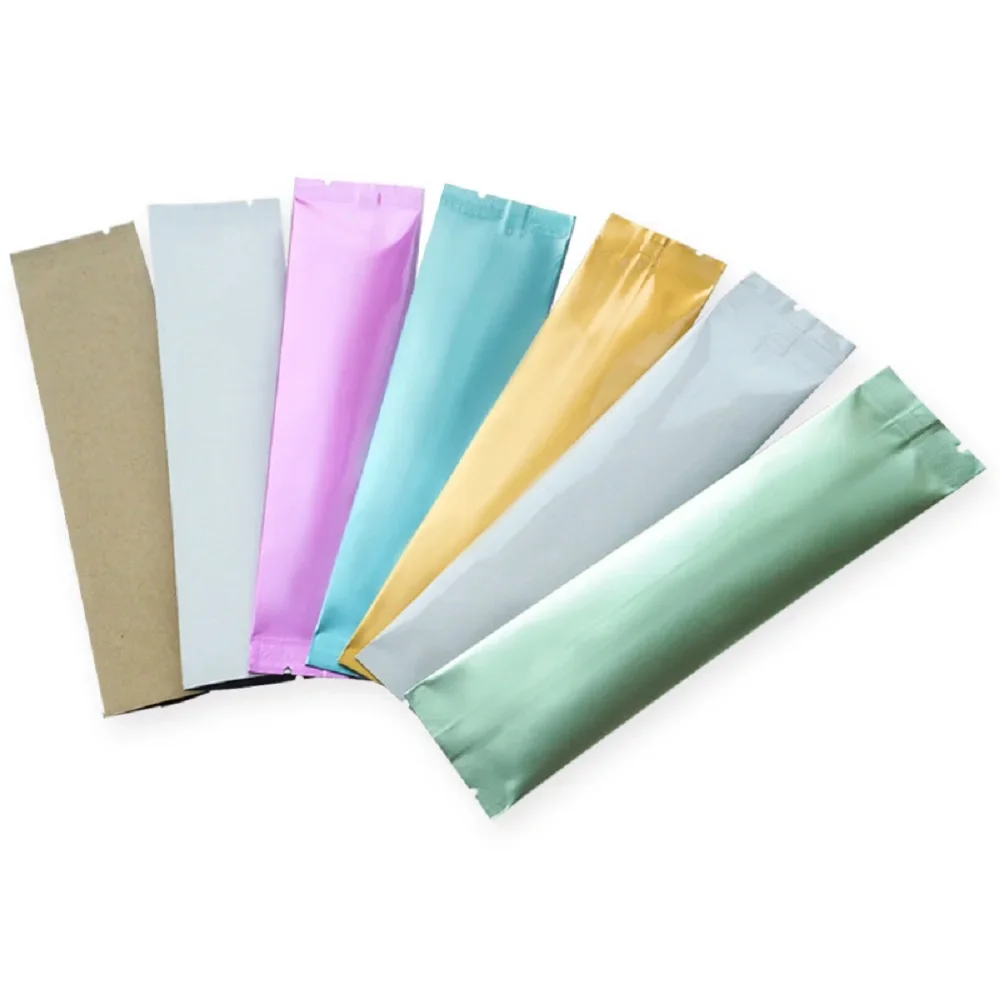 100Pcs Colorful Aluminum Foil Small Heat Sealable Food Grade Back Sealed Bags Coffee Sachet Tea Powder Packaging Bag