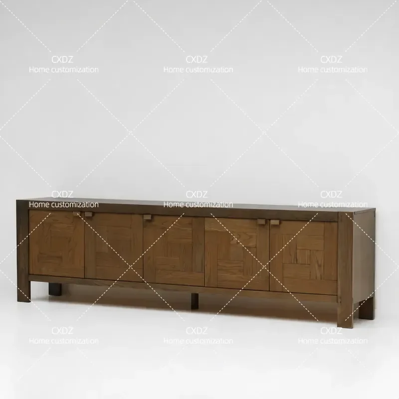 Modern Simple Solid Wood Dining Side Cabinet 4 Door Storage Locker for Living Room Light Luxury Household Furniture