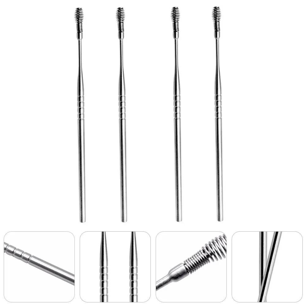 4Pcs Professional Earwax Removal Spoon Set Sturdy Stainless Steel Ear with Smooth Surface Earwax Cleaning Tool
