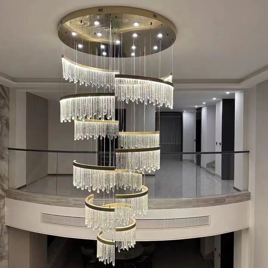 

Luxury Crystal Chandelier Duplex Building Hollow Living Room Chandelier Modern Villa Hall Chandelier Staircase Crystal Light