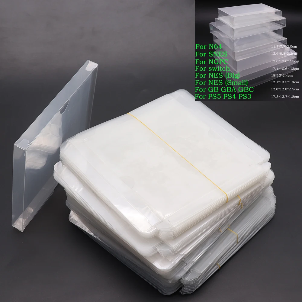 

2-10pcs transparent plastic PET game box FOR N64 GB GBA GBC SNES NES switch suitable for PS2 PS3 PS4 PS5 protectivecover