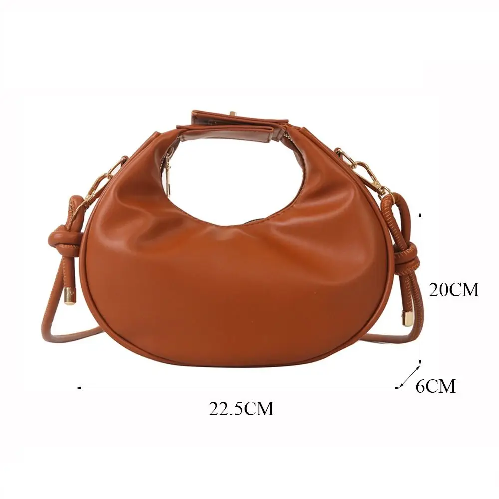 Half Moon Shoulder Bags Simple Solid Color PU Leather Crossbody Bag Small Pouch Women Female