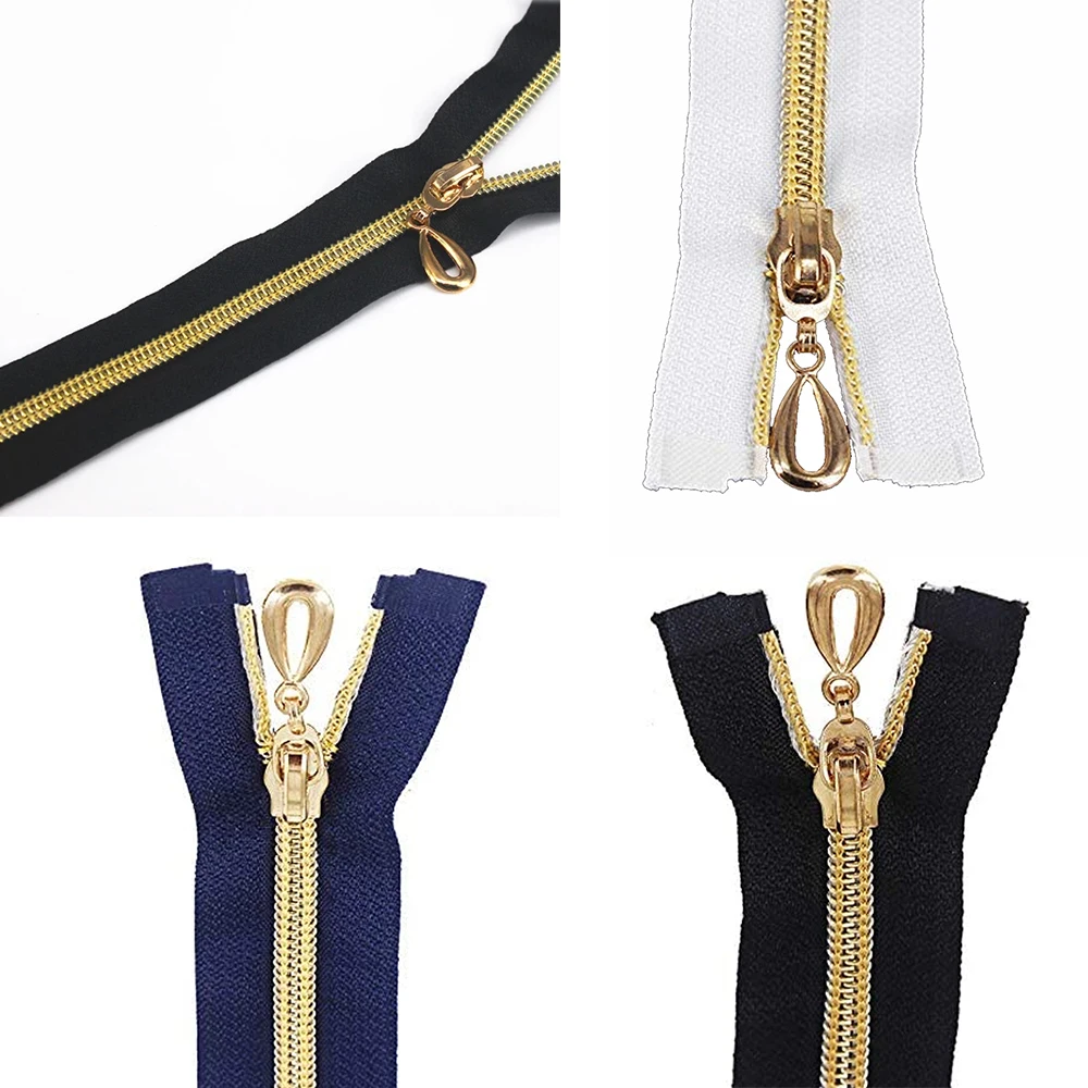 10pcs Black Navy Blue White Zippers Open End Metal Zipper Gold Teeth Craft  for Sewing 25cm/30cm/35cm/40cm/50cm/60cm