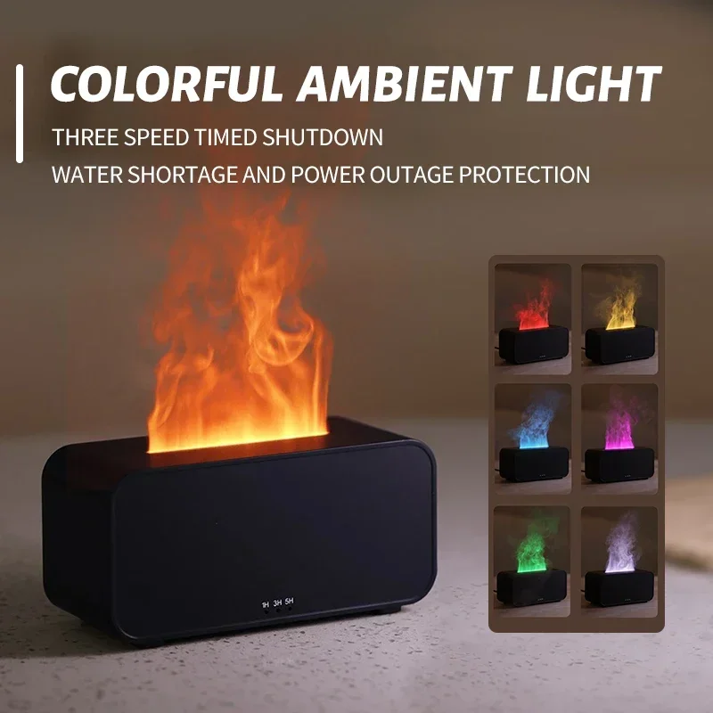 Kleurrijk Sfeerlicht Thuis Slaapkamer Kantoor Diffuser Geen watervermogensbescherming Kan worden getimed Mini-luchtbevochtiger Simulatie Vlam