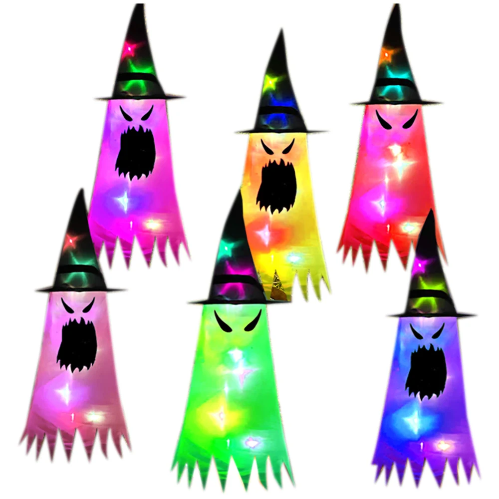 6X Glowing Halloween Holiday LED Lights That Can Be Worn on the or As a Pendant Witch Hat Garden Wedding Decor