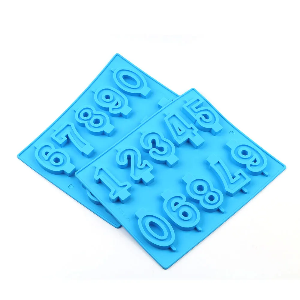 0-9 Number Candle Mould Lollipop Silicone Mold Kitchen Cake Tool Candy Chocolate Fondant Molds Party Cake Decorating Tools