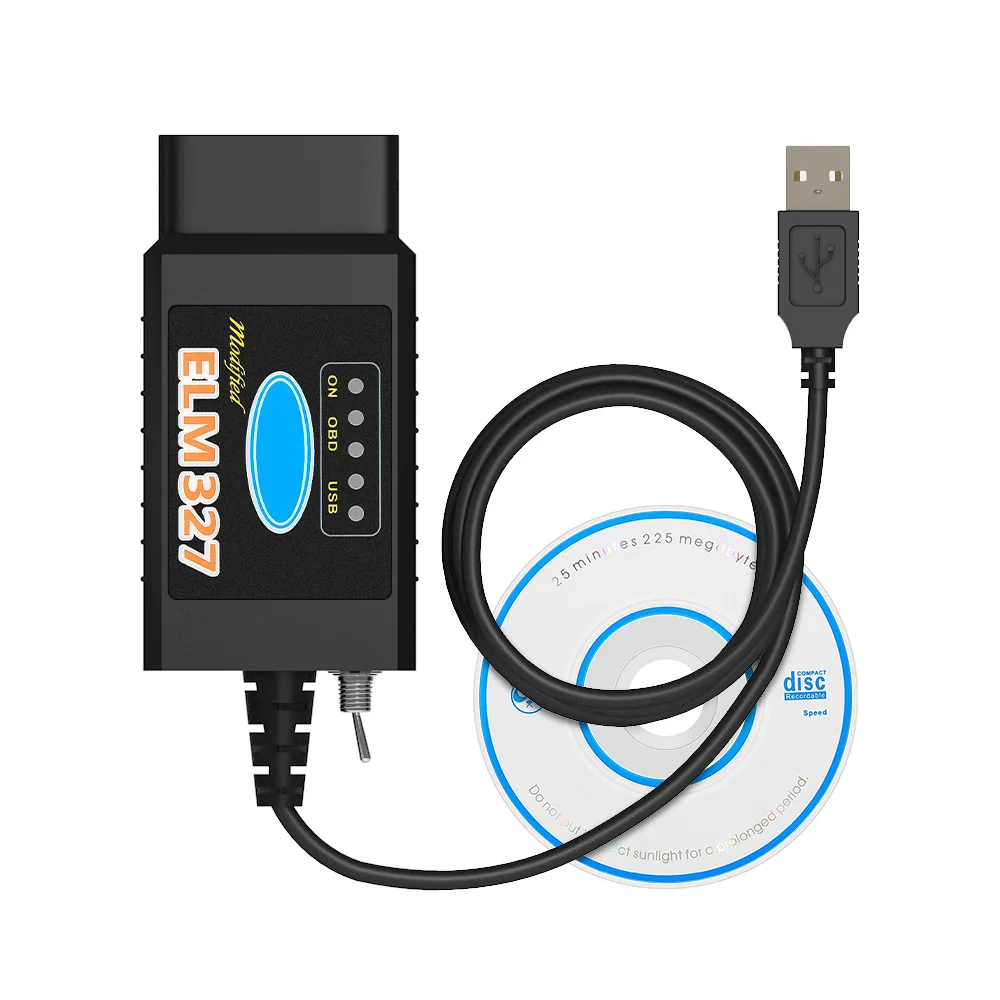 OBDII ELM327 USB FTDI with switch code Scanner FORscan ELMconfig HS MS CAN 25K80 Super OBD2 V1.5 ELM 327 For Ford FoCCCus Cable