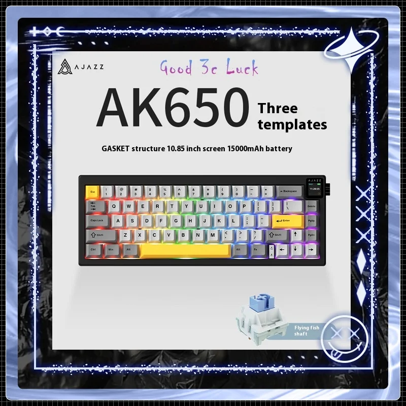 Ajazz Ak650 Gaming Mechanical Keyboard With Color Screen 66 Keys Rgb Bluetooth Wireless Keyboard Gamer 5000mah For Pc Laptop