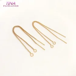 10PCS 80MM 14K Gold Color Plated Brass Stud Earring Line Connect Chain Diy Jewelry Findings Accessories Wholesale