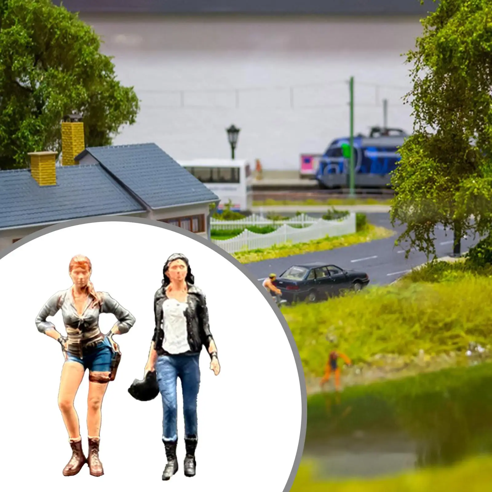 1/64 Scale Miniature Figure Diorama Motorcycle Girl Collectibles DIY Projects Small Painted Tiny Miniature People Figurine