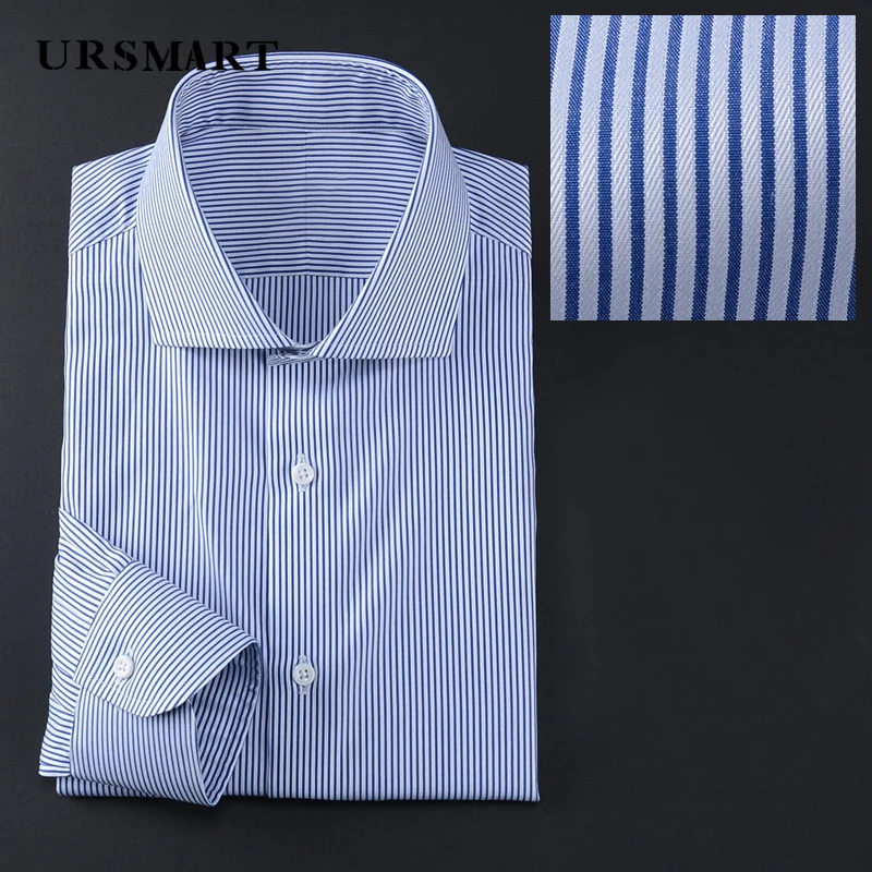 Men's Slim Fit Windsor Collar Shirt - High Count Long Staple Cotton British Business Elite Custom Long Sleeve