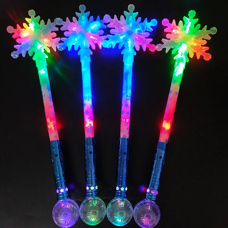 New Colorful Flash Wand Snowflake Wand Kids Girls Princess Magic Wand Toy Cute Angel Love Heart Glowing Magic Wand Cosplay Props