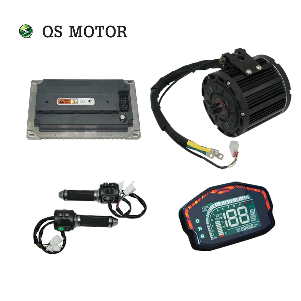 

QS Motor QS138 3000W 70H V1 Mid Drive Motor Spline Shaft with VOTOL EM200-2SP Controller Conversion Kit for Electric Motorcycle