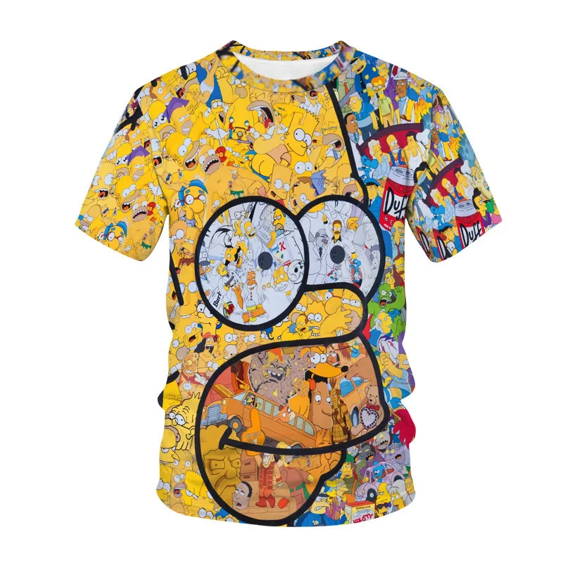 Disney The Simpsons Short-sleeved T-shirt Fashion Creative Men Outdoor Sports Short-sleeved Top Anime Neighborhood Women Clothes