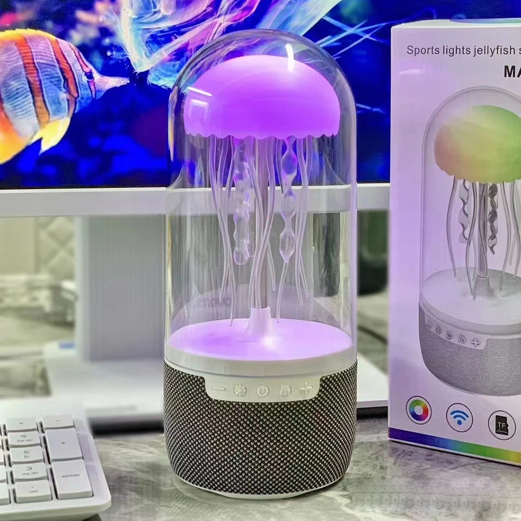 

Creative Colorful Jellyfish Lamp Bluetooth Speaker 3D Surround HiFi Stereo 1800mAh Sports Jellyfish Speaker for Home Office