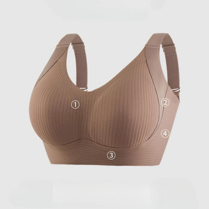 Women's Seamless Underwear, Thin Style, Large Breasts, Small Breasts, No Wires, Pull-up and Anti-sagging Large Size Bra