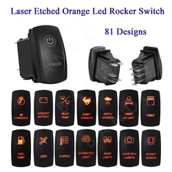 1 Pc Laser trawiony pomarańczowy wąż ledowy włącznik wyłącznik kołyskowy dla samochodów łódź Marine UTV ATV pojazd terenowy ciągnik Camper 12V 24V