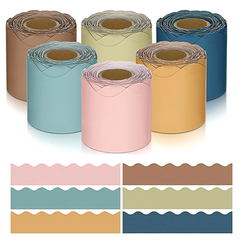 6 Rolls 196.8 Ft Color Classroom Borders For Classroom Bulletin Board Decor Paper