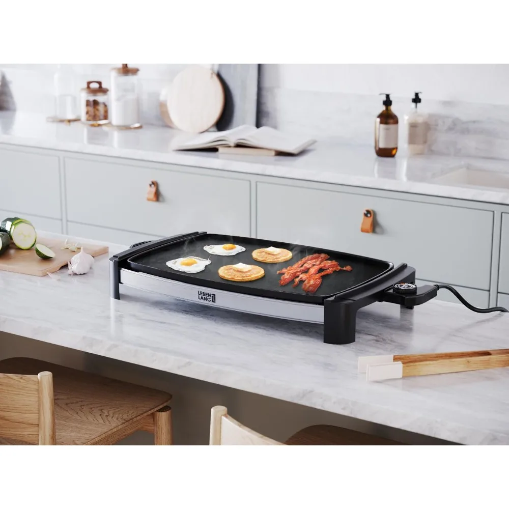 electric barbecue with 1500 Watt | Electric barbecue 4-8 persons | Portable XXL barbecue griddle for indoor use