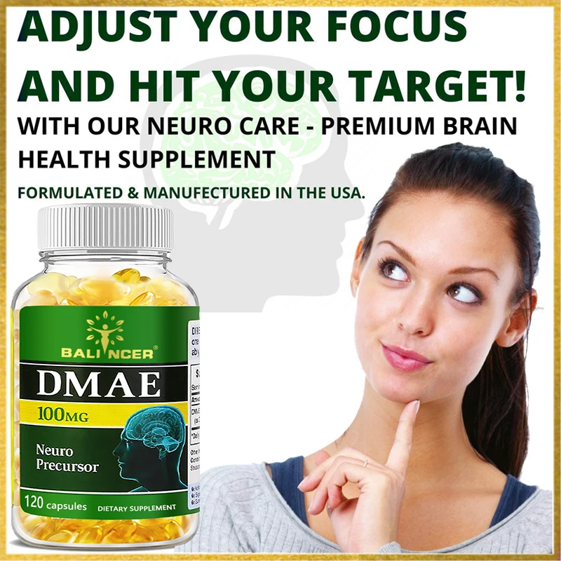 DMAE Capsules - Brain Health Supplement - Helps Improve Memory and Concentration, Promotes Mental Clarity, and Relieves Stress