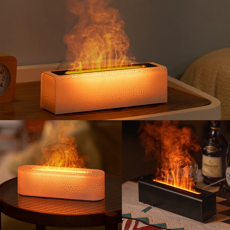 Flame Effect Aroma Diffuser 150ml Ultrasonic Air Humidifier Colorful LED Light Timer Essential Oil Scent Diffuser for Home