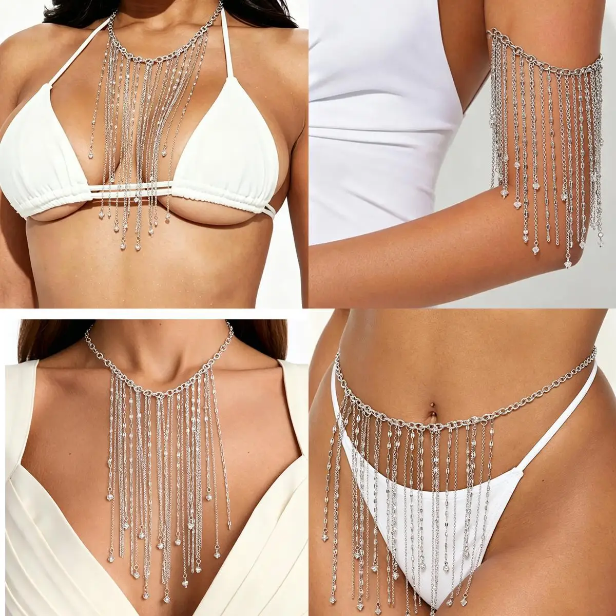 N13489 foreign trade sexy fringed jewelry fashion personalized necklace waist chain arm chain body chain accessories