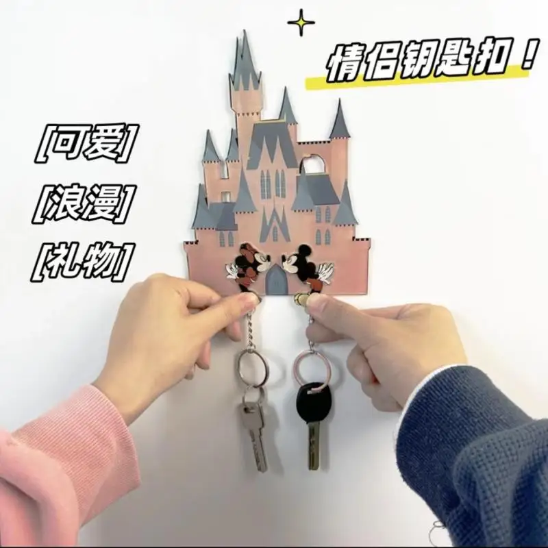 Disney Mickey คู่พวงกุญแจอะนิเมะน่ารักตกแต่งสาวแบบพกพาความคิดสร้างสรรค์ของเล่นคู่การ์ตูนกระเป๋าจี้ของขวัญ