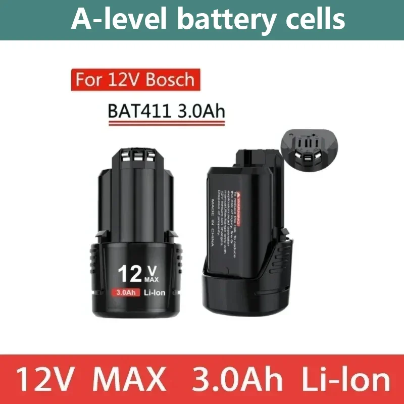 2025 New 12V 3000Mah  Bat411 Backup Batteries for Bosch Bat412a, Bat413a, D-70745GOP, 2607336013, 2607336014, PS20-2 in 18650