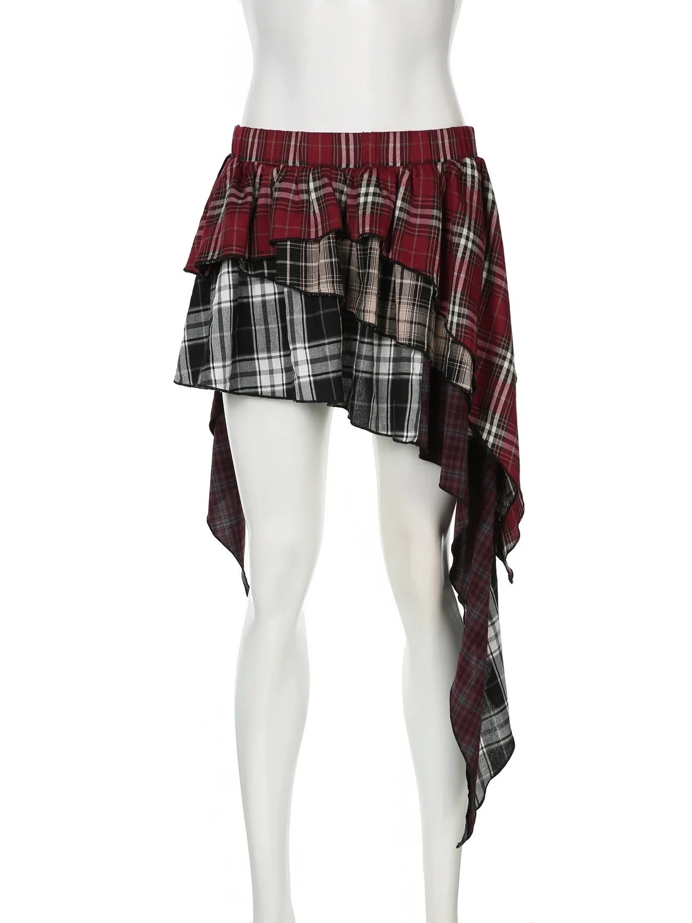 

Y2k Plaid Skirt 2025 Women Summer Vintage Harajuku Plaid Patchwork Tassel Sexy High Waist A-line Mini Short Skirt