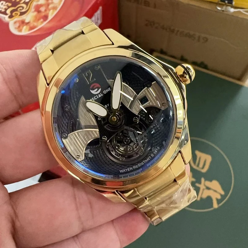 أزياء عارضة 46mm الميكانيكية الرياضية الرجال ووتش للماء حزام ناقل من الفولاذ ريترو تريند رجال الأعمال الساعات