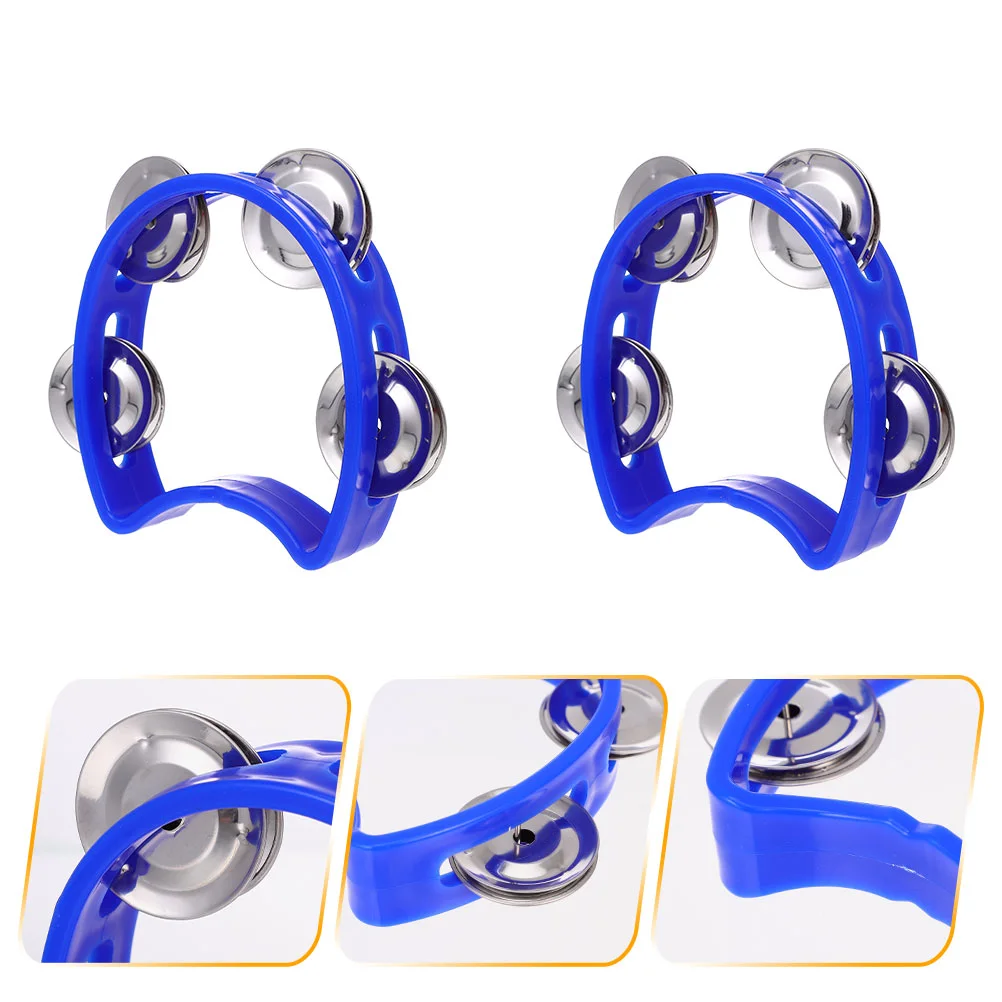 

2 Pcs Toy Flower Bell Circle Four Kids Tambourines Music Enlightenment Party Handbells Double Row 125x11cm Toys for Blue Child