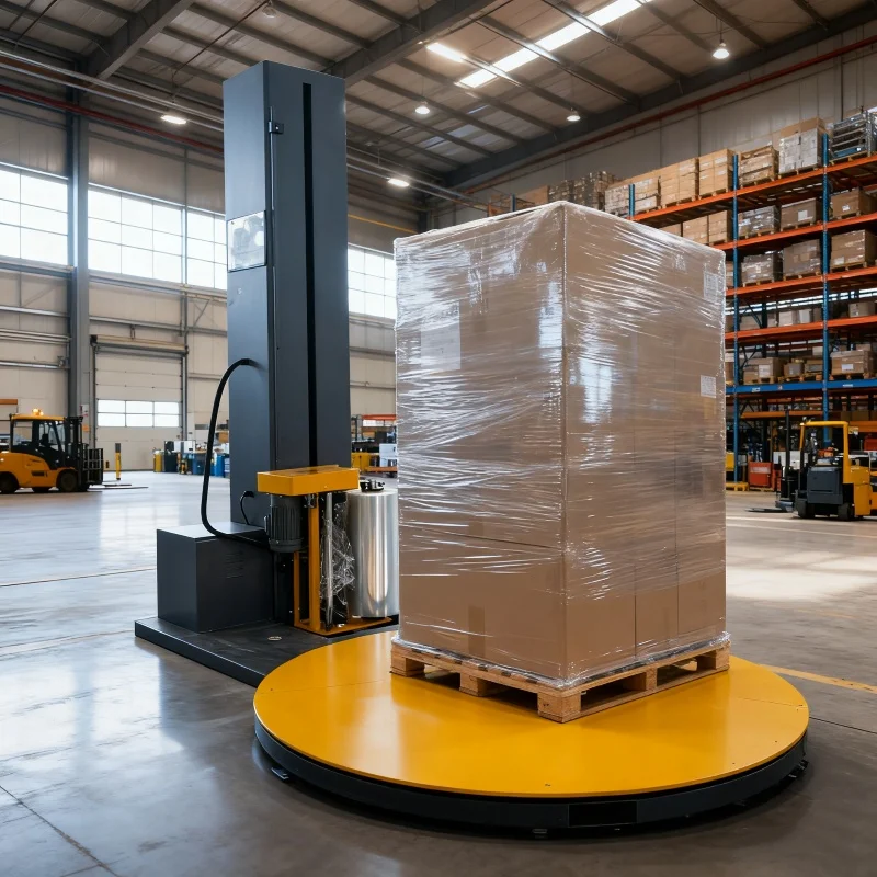 Automatic Stretch Film Wrapping Machine Pallet Wrapper Turntable Pre-Stretch Industrial Packaging System for Logistics