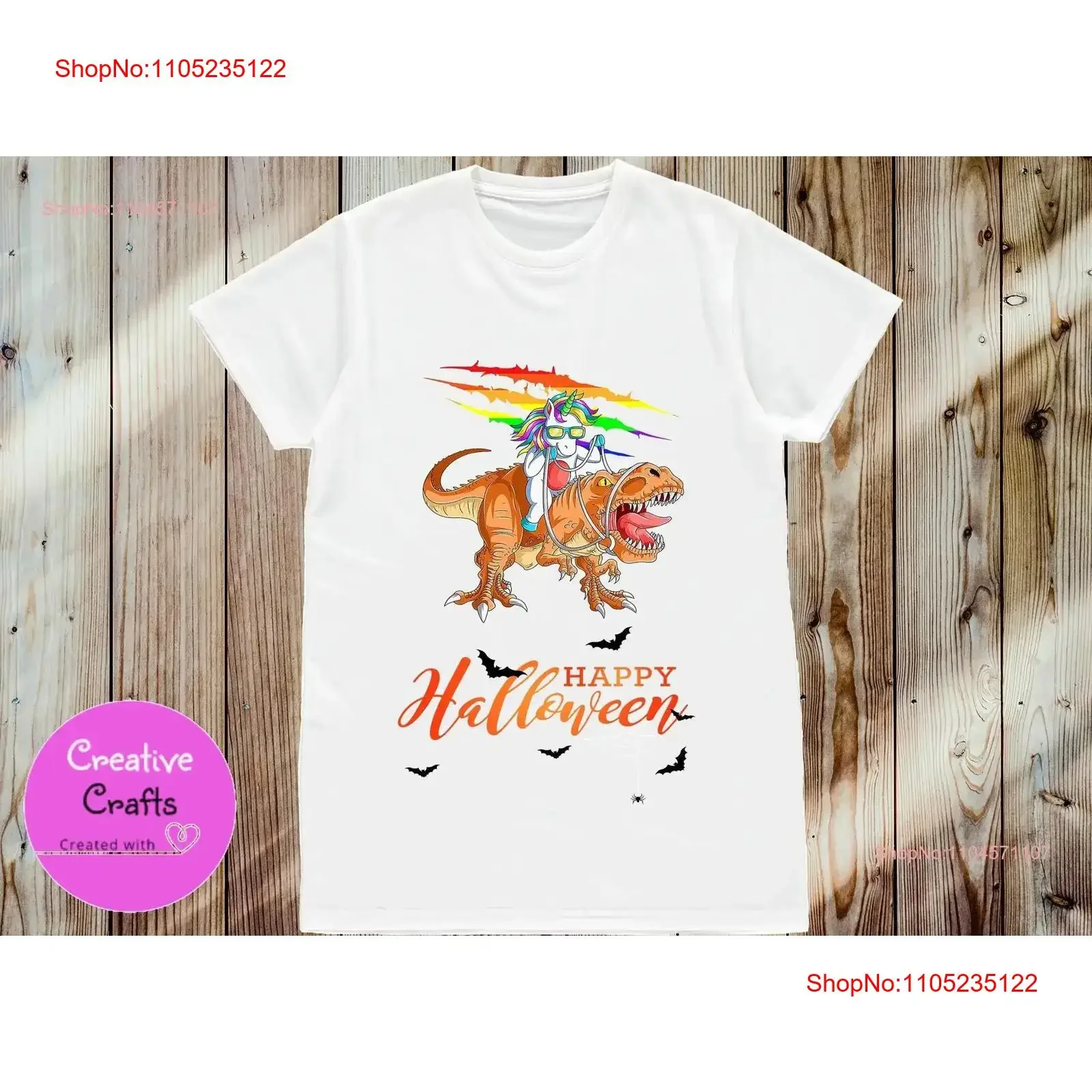 

Happy Halloween Unicorn Rides T Rex White Classic shirt d vintage Washed homme designer clothes Stylish Top For Everyday Wear