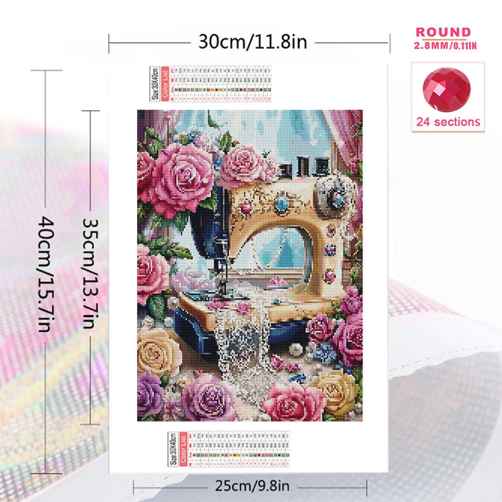 Frameless, New Arrival DIY Diamond Painting Sewing Machine Landscape Acrylic Craft Supplies Mosaic Flower Embroidery Decor For H