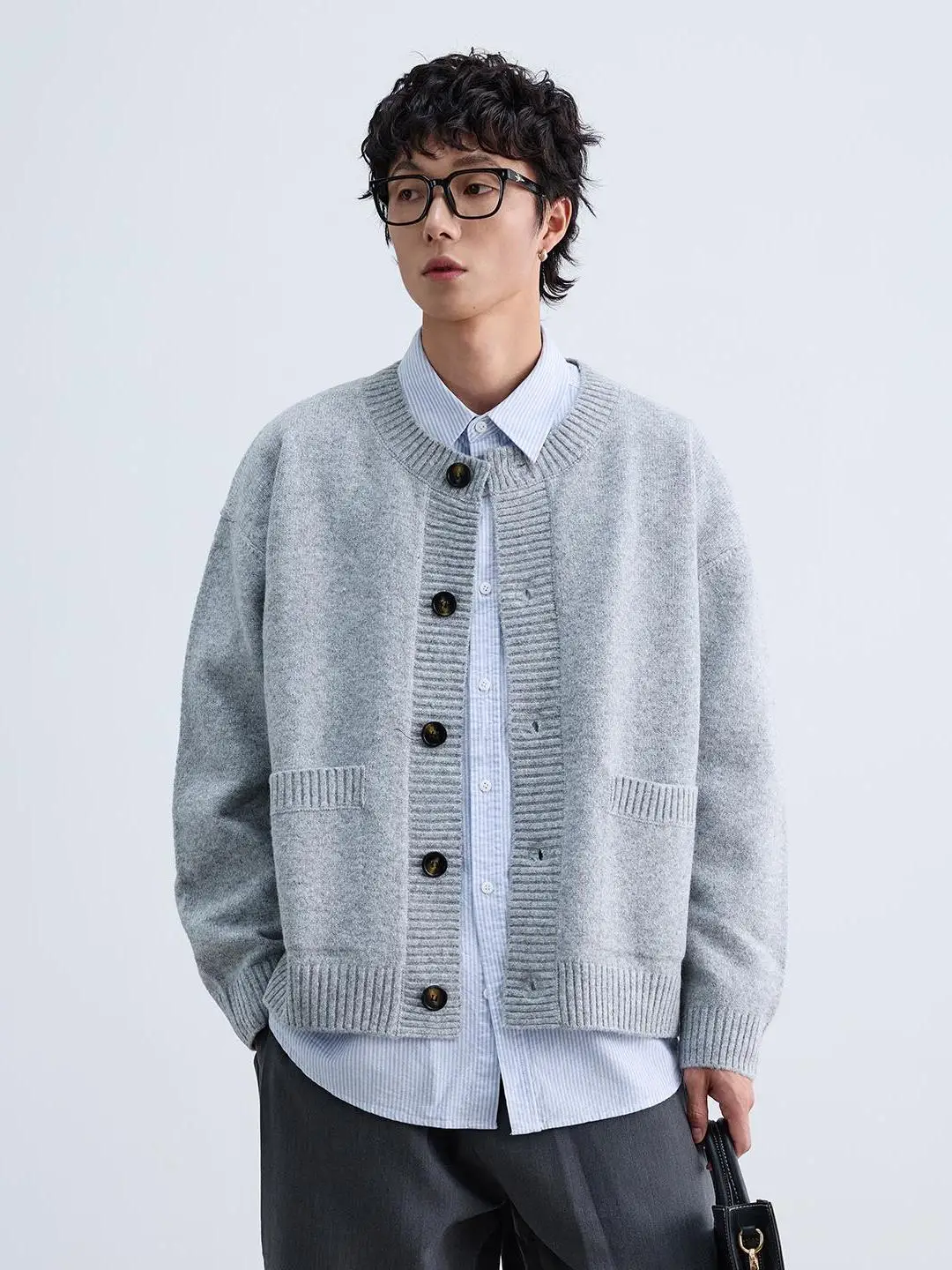 

Retro American Sle Men's Open Cardigan Sweater Autumn Winter Casual Faion High Street Large ket Knitted Jaet Top