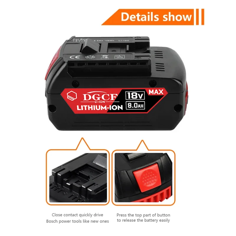 

18V Battery Bosch 6.0Ah for Bosch Electric Drill 18V Rechargeable Li-ion Battery BAT609 BAT609G BAT618 BAT618G BAT614 Charger