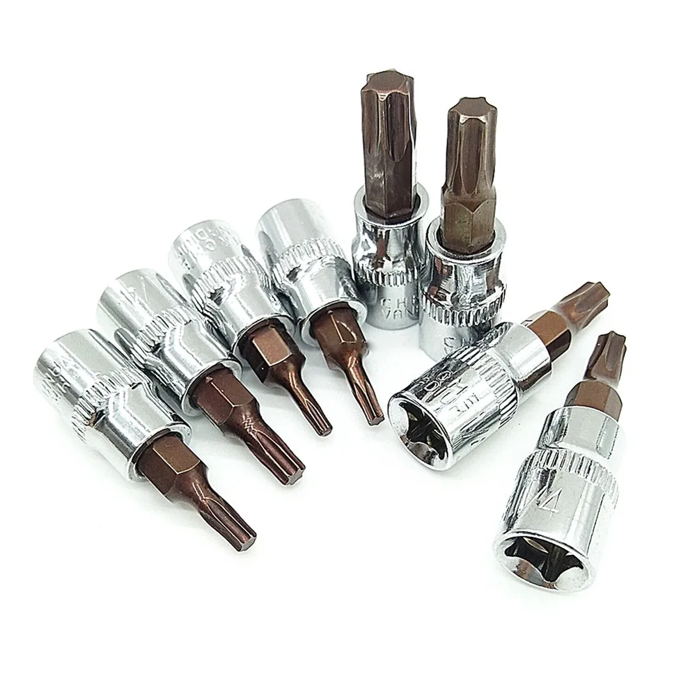 Torx Bits Chave de Fenda Chave Soquete Conjunto Polegada Drive Bicicleta Ferramentas Manuais Socket t8 T10 T15 T20 T25 T27 T30 T40 T45 T50 pc