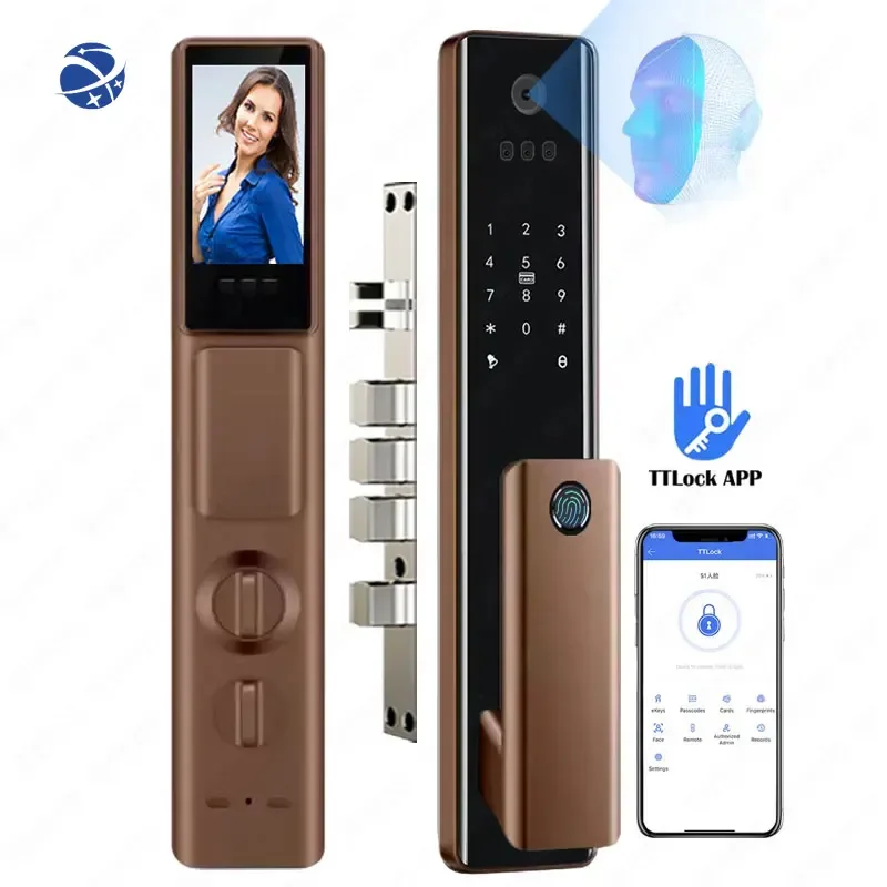 3d זיהוי פנים חכם דלת מנעול טביעת אצבע כרטיס מפתח דלת מנעול tlock tuya אפליקציה נעילה