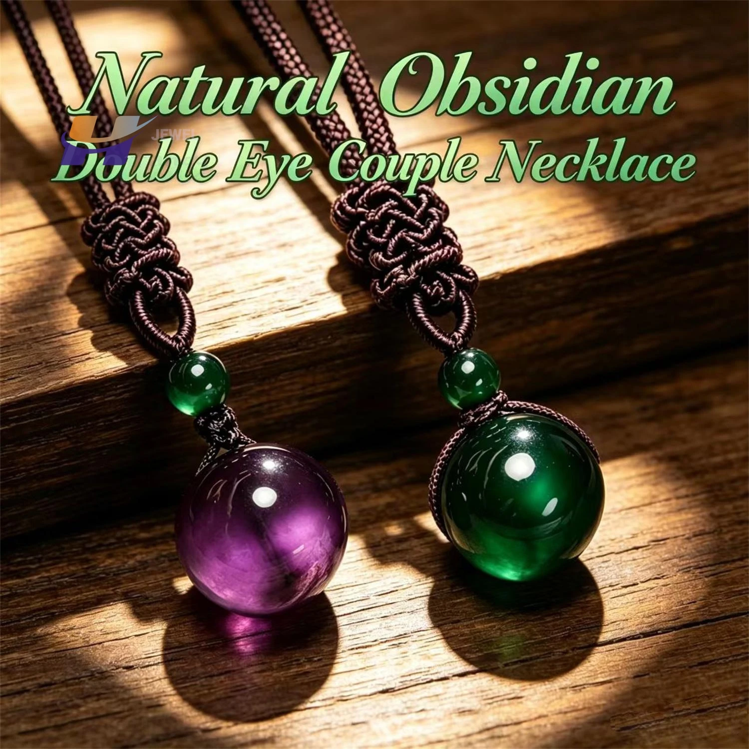 Natural Obsidian Rolling Beads Necklace Couple Double Color Eye Crystal Pendant Adjustable Chain Jewelry Gift Men Women