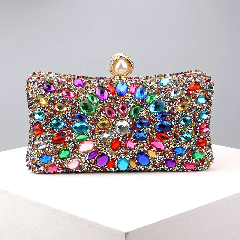 Green Highend Wedding Party Diamond Floral Crystal Bling Women Evening Cosmetic Clutch Bag Shoulder Messenger Purse M3218