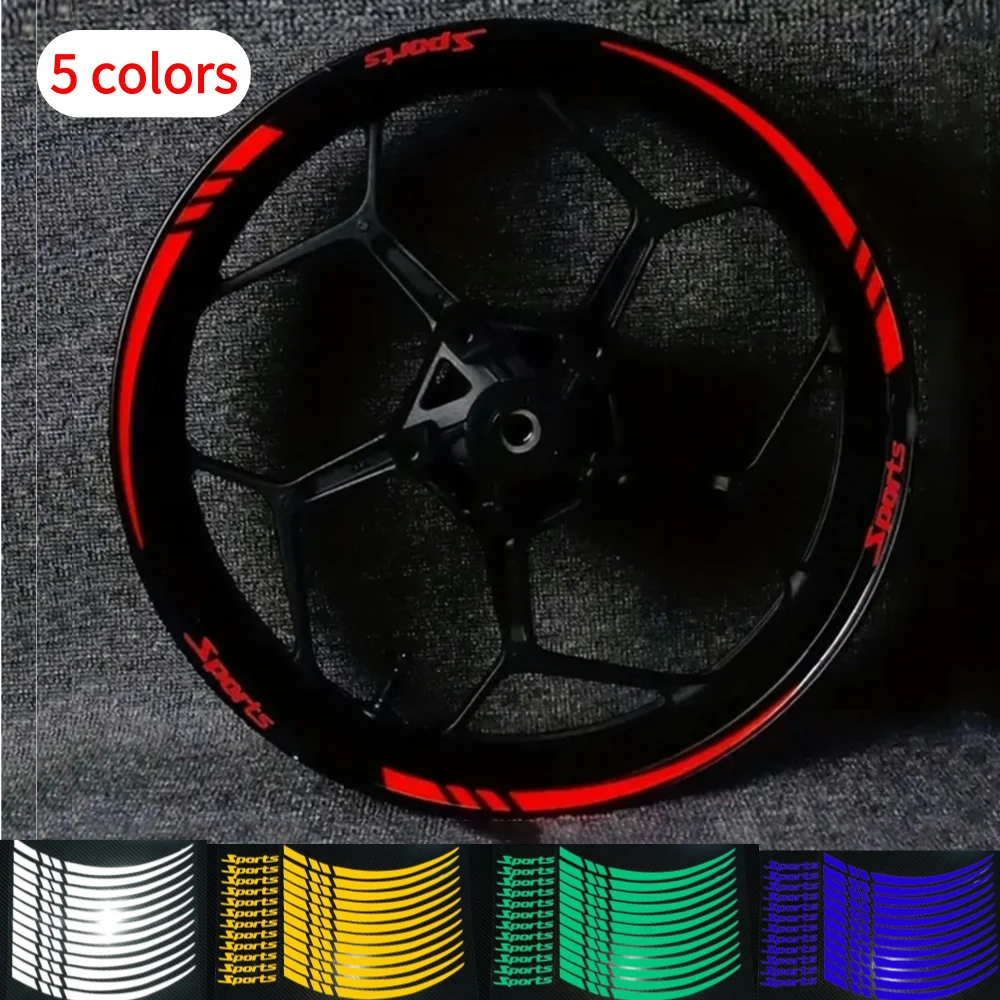 Red Wheel Decals Stickers 12PC/set Wheel Rim Stripe Tape Stickers For All 18-21 Inch Wheels Reflective Sticker Motorcycle Parts